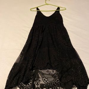 Free people black lace dress with gold specks